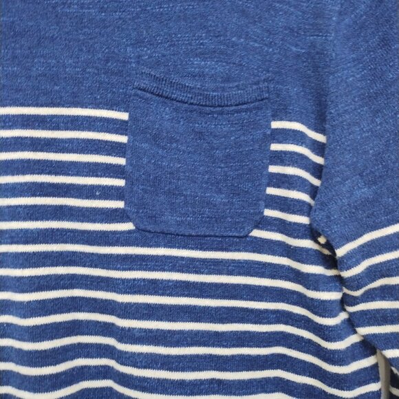 Navy/white Mens J Crew 100% cotton long sleeve - Picture 3 of 5